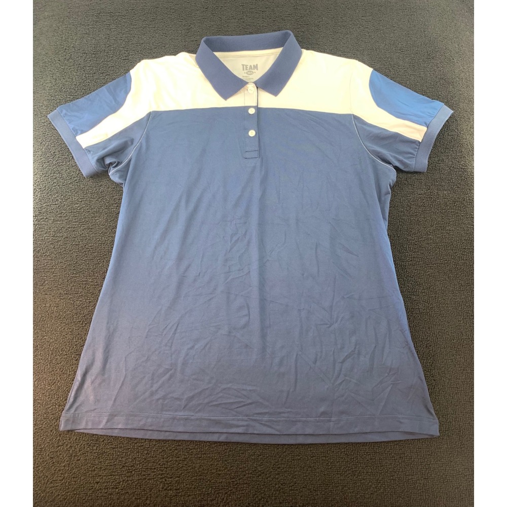 TEAM 365 Colorblock Short Sleeve Polo Shirt XL Blue White Athletic Golf‎